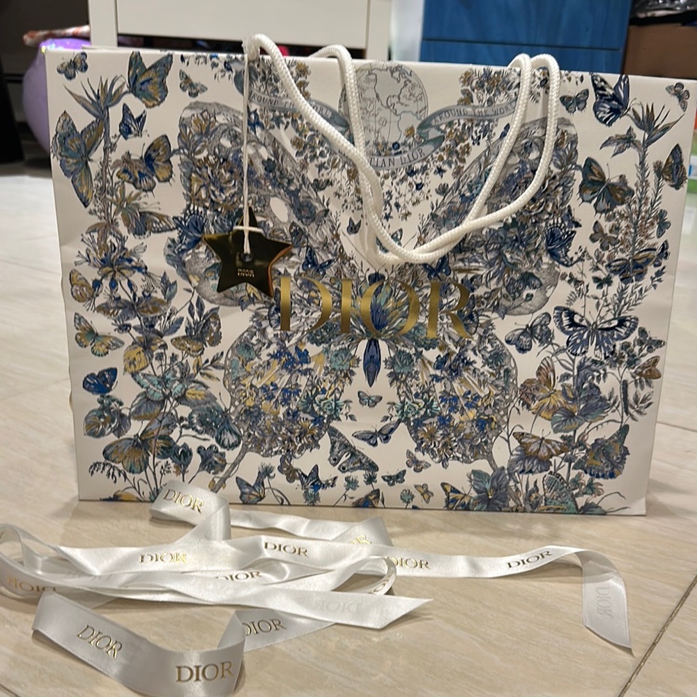 Dior White and Blue Floral Women's Bag